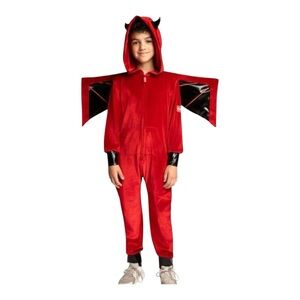 Kids little Devil Halloween one piece zip up romper Costume, size 10/11 largeNWT